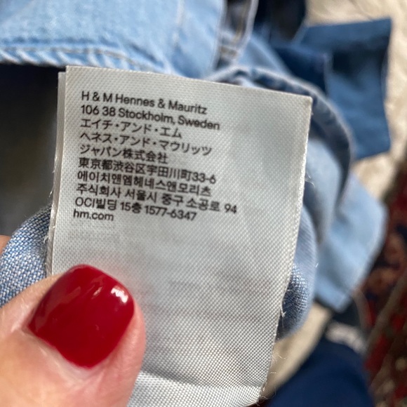 H&M Blue Oversized Jean Shirt Jacket Back Pleat - Picture 9 of 11